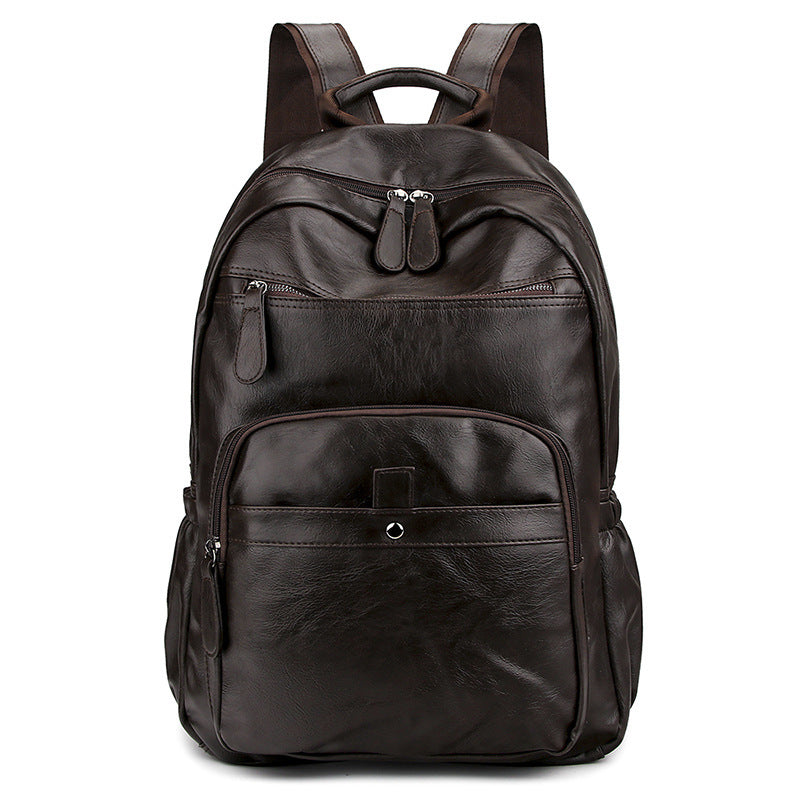 soft faux leather large capacity backpack - MRSLM