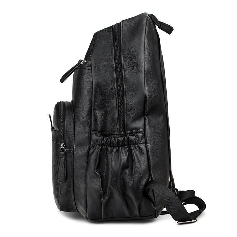 soft faux leather large capacity backpack, view 2 - MRSLM