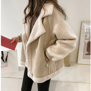 Women's faux suede sherpa-lined moto jacket, view 9 - MRSLM