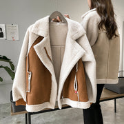 Women's faux suede sherpa-lined moto jacket, view 11 - MRSLM