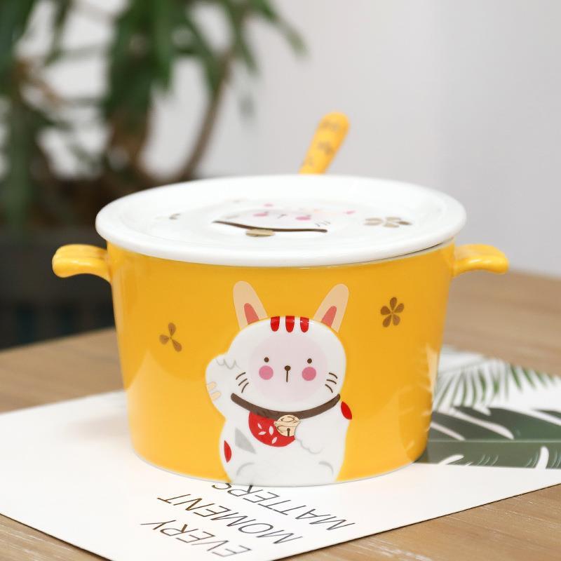3d relief cartoon ceramic instant noodle bowl, view 2 - MRSLM