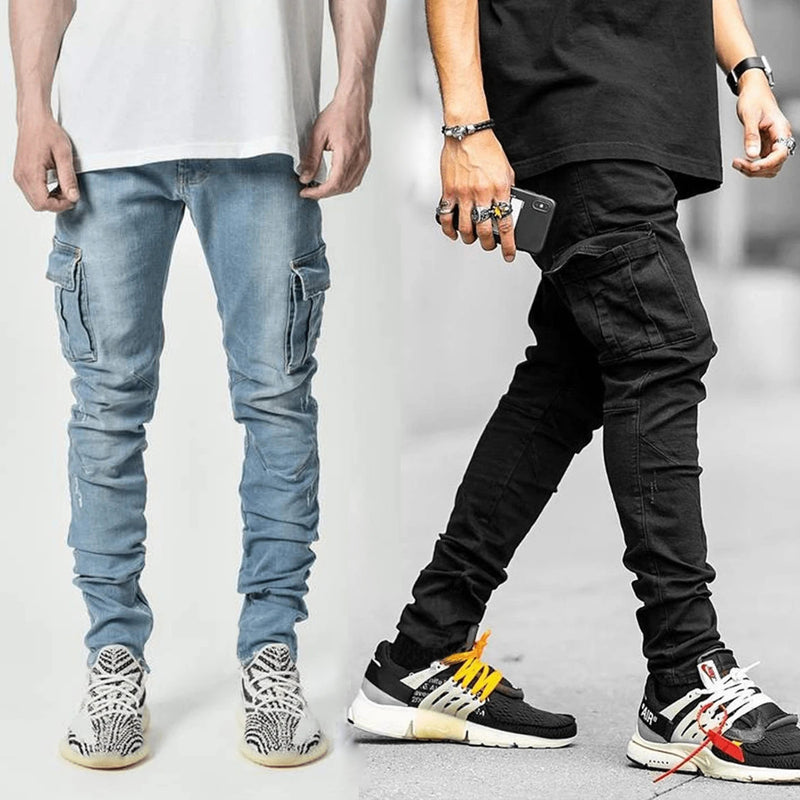 men's multi-pocket denim jeans - MRSLM