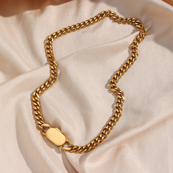 Metal Buckle Large Thick Chain Necklace