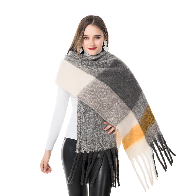 check fringed scarf, view 2 - MRSLM