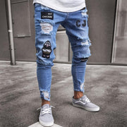 men's ripped knee ankle jeans, view 9 - MRSLM