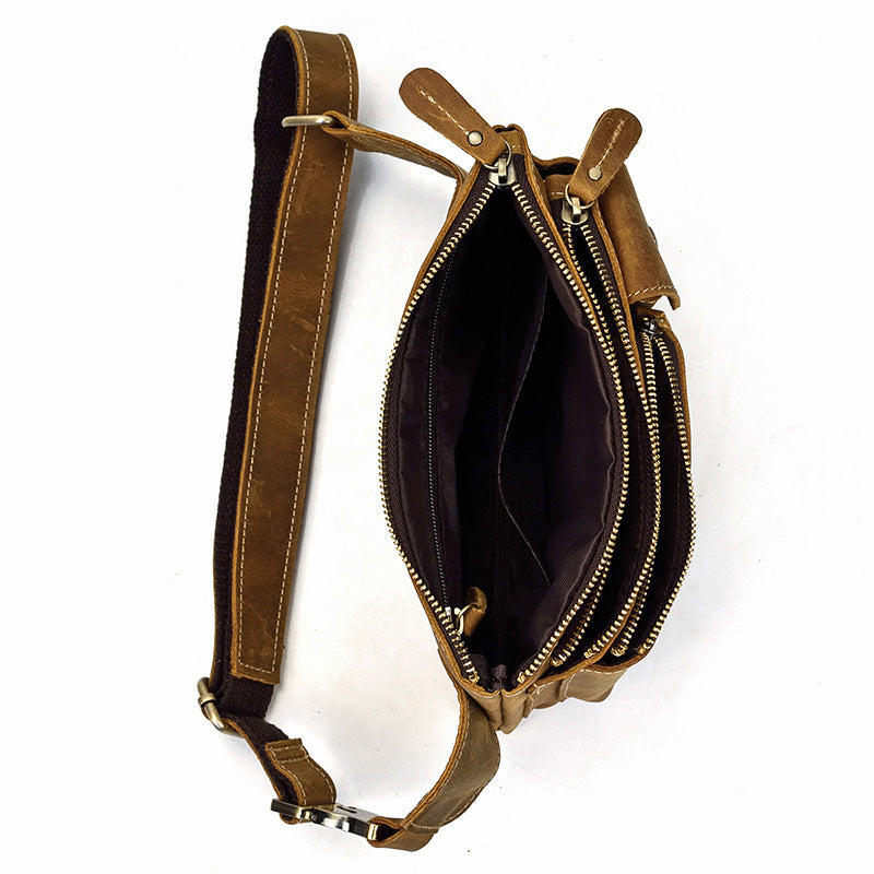 men's cowhide waist crossbody bag, view 2 - MRSLM