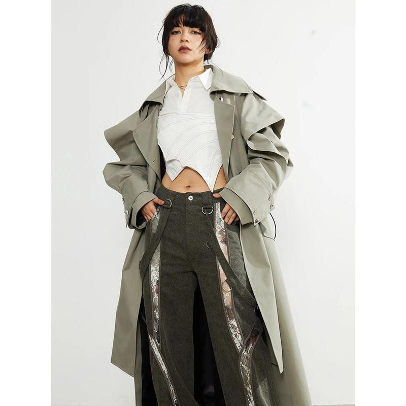 women's double-breasted trench coat, view 6 - MRSLM