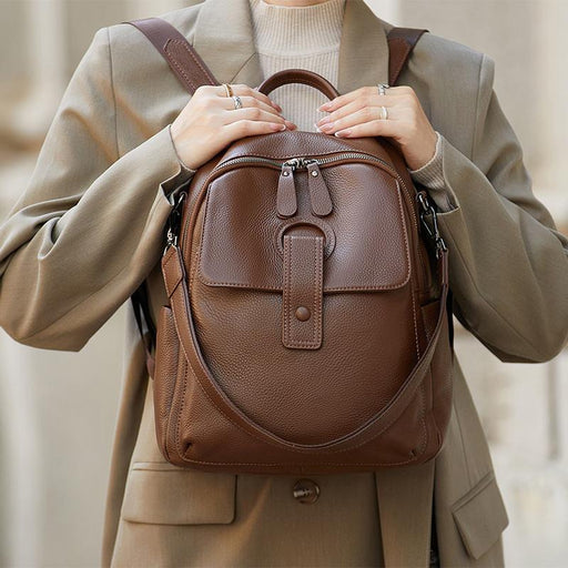 elegant genuine leather women's backpack - MRSLM