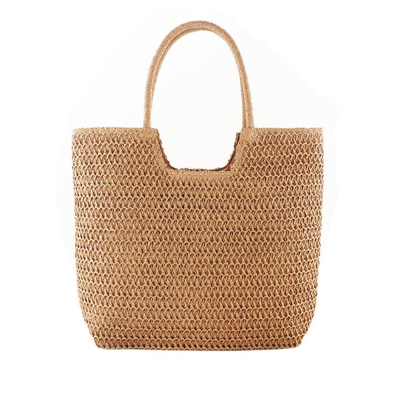 straw woven shoulder bag, view 3 - MRSLM