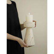minimalist travertine marble candle holder, view 7 - MRSLM