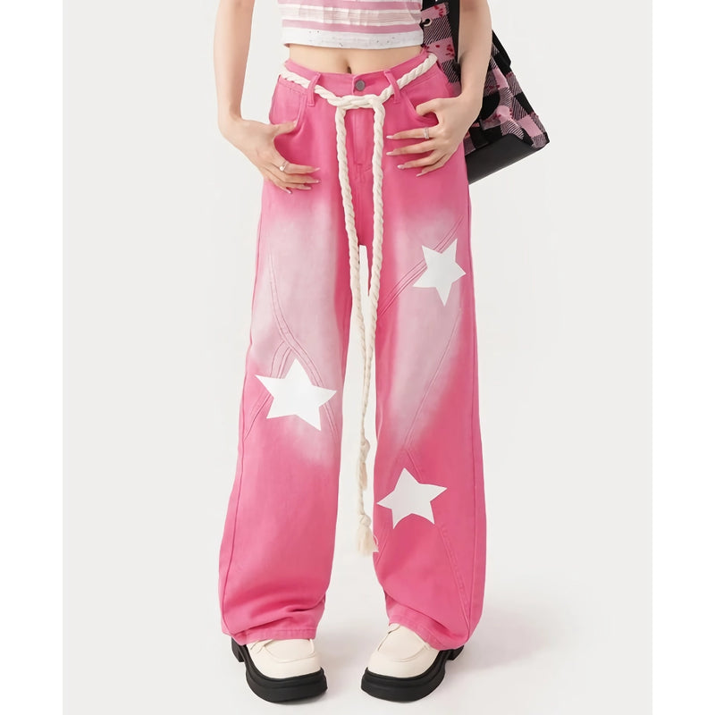 pink vintage wide leg jeans, view 3 - MRSLM