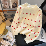 Women's heart cable-knit pullover sweater - MRSLM