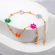 colorful flower beaded steel bracelet - MRSLM
