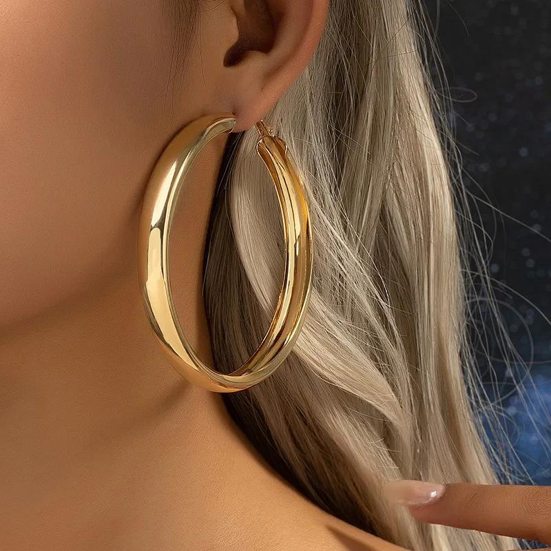 glossy geometric hoop earrings, view 9 - MRSLM