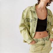 green denim bomber jacket - MRSLM