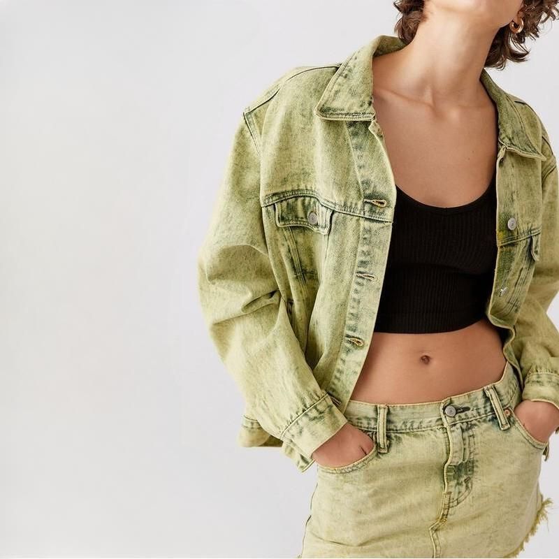 green denim bomber jacket - MRSLM
