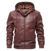 men's hooded PU leather jacket, view 7 - MRSLM