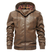 men's hooded PU leather jacket, view 9 - MRSLM
