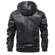 men's hooded PU leather jacket, view 10 - MRSLM