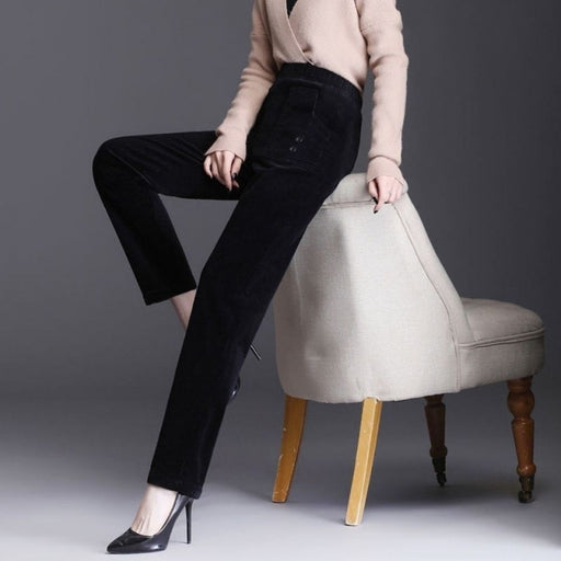 Women's high waist straight-leg needlecord pants - MRSLM