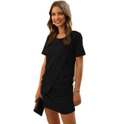 short sleeve pleated maxi dress, view 4 - MRSLM
