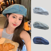 washed denim beret, view 8 - MRSLM