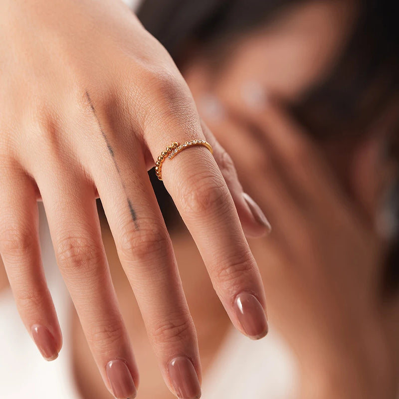 adjustable stainless steel crystal ring, view 3 - MRSLM