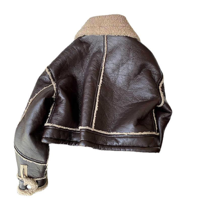 Women's cropped faux shearling trim jacket, view 2 - MRSLM