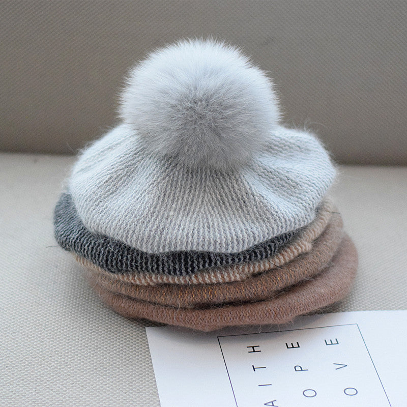 Warm rabbit fur beret, view 7 - MRSLM