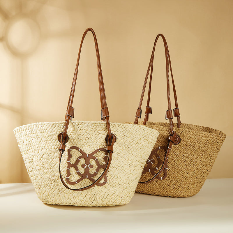 striped straw beach bag, view 2 - MRSLM