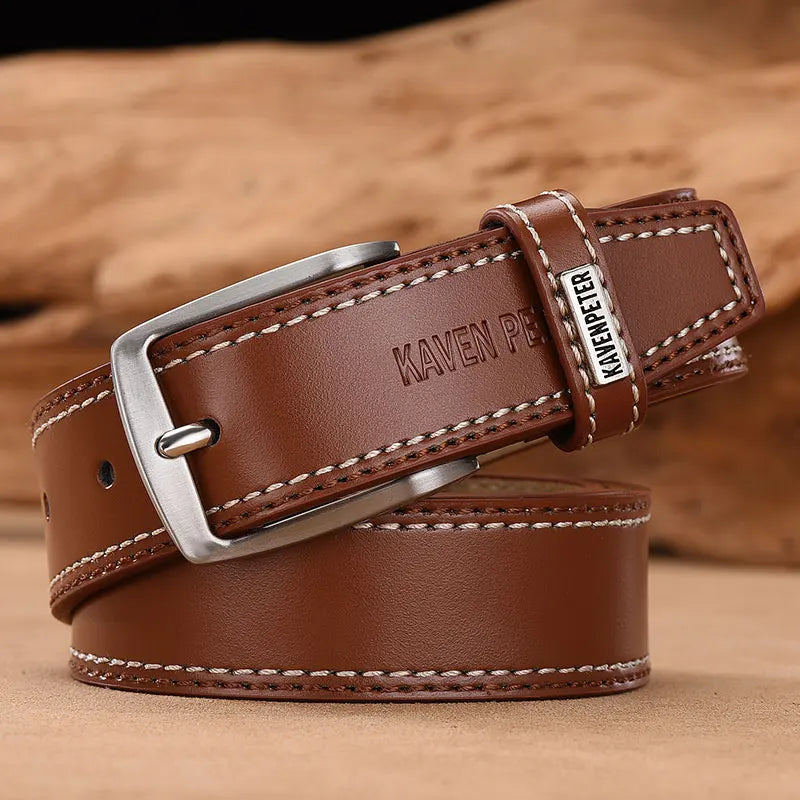 men's genuine cowskin leather belt, view 2 - MRSLM