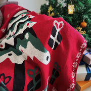 christmas tree knitted blanket, view 4 - MRSLM