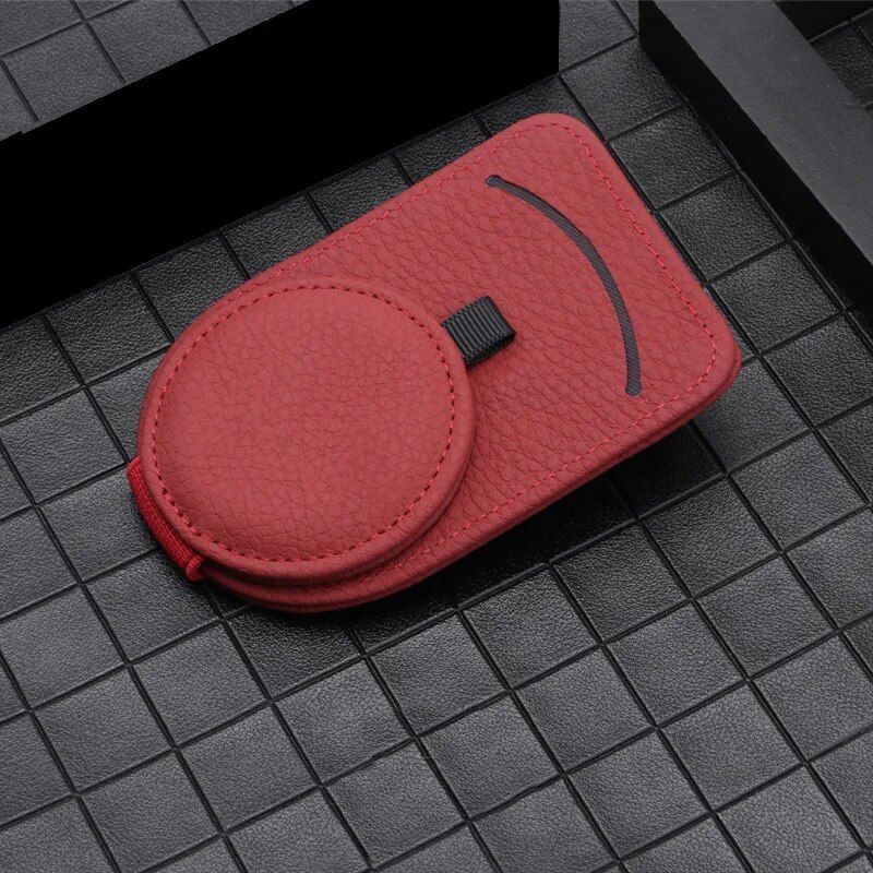 Luxury Leather Car Visor Sunglass and Card Holder with Diamond Crown