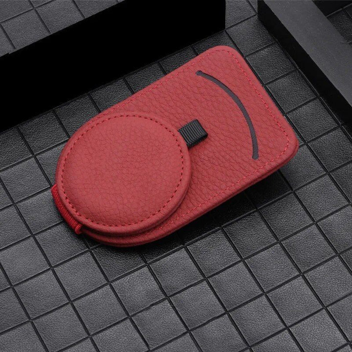 Luxury Leather Car Visor Sunglass and Card Holder with Diamond Crown