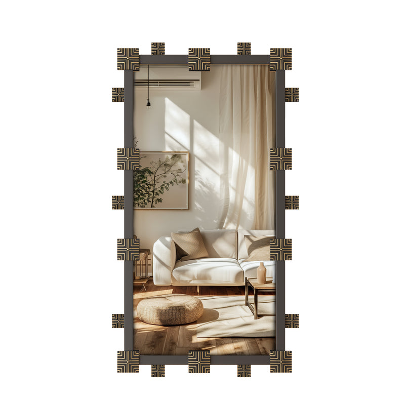 industrial vintage ornate wall mirror, view 6 - MRSLM