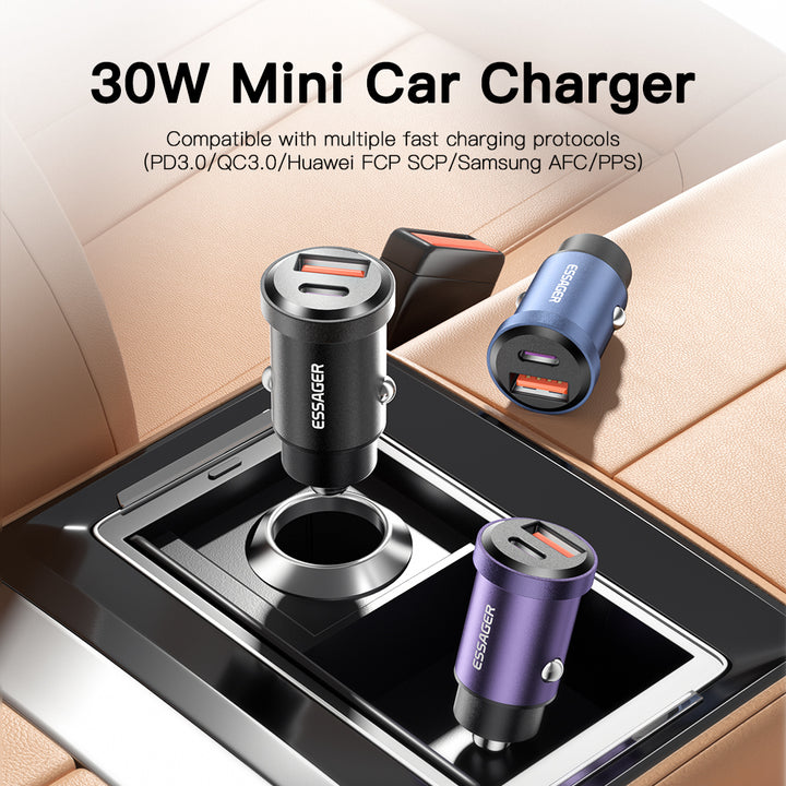 30W/45W USB Car Charger Quick Charge 4.0 with USB-A & USB-C Ports