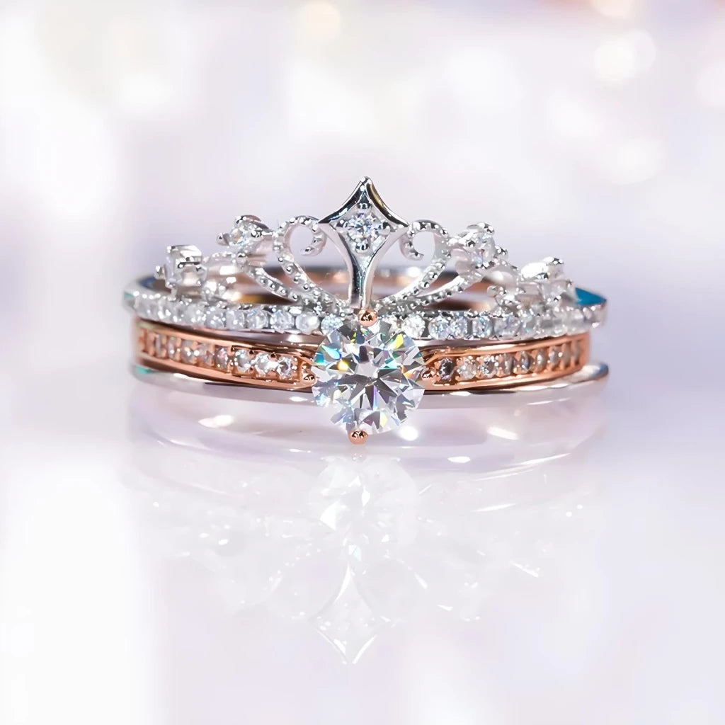 Moissanite Stacked Crown Ring