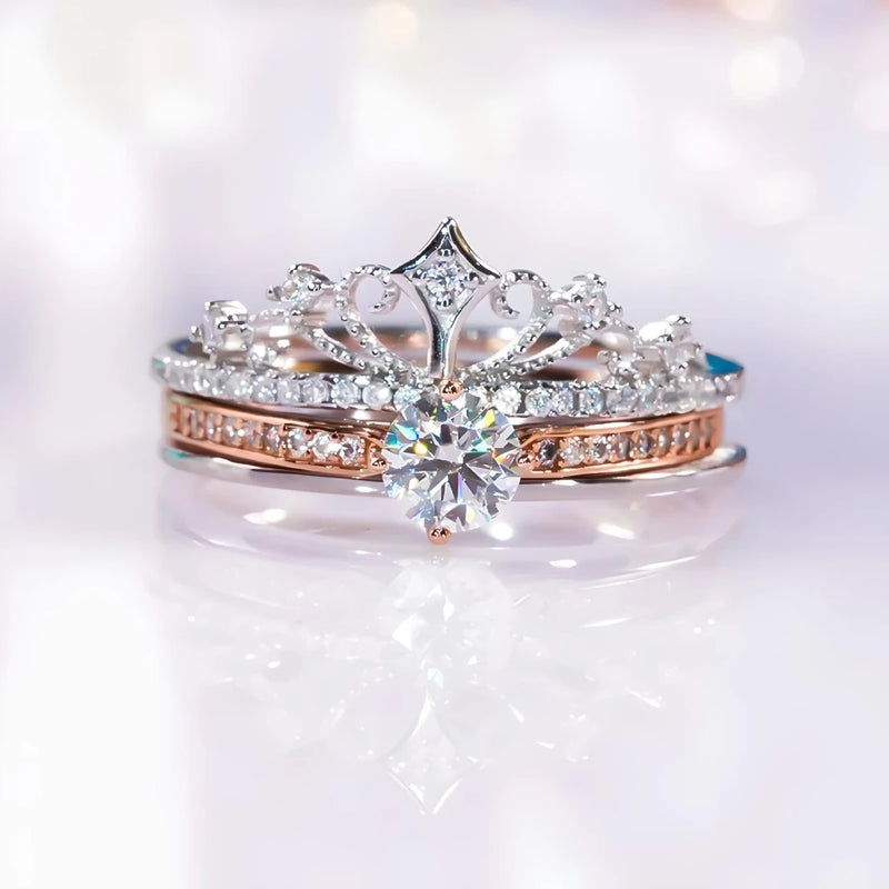moissanite stacked crown ring, view 2 - MRSLM