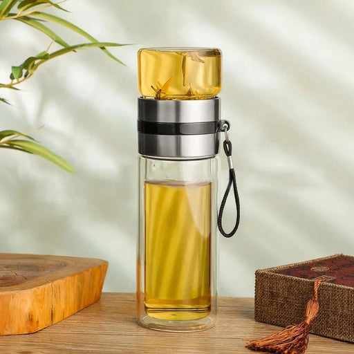 400ml double layer glass tea infuser bottle, view 3 - MRSLM
