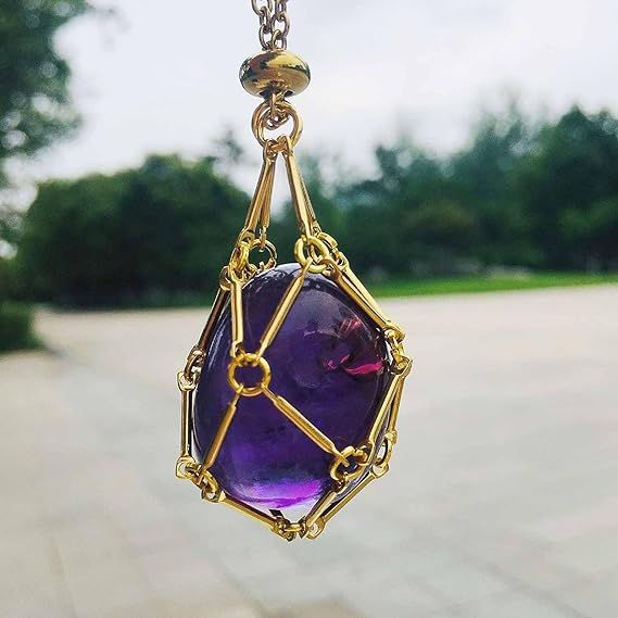 crystal stone holder necklace, view 15 - MRSLM