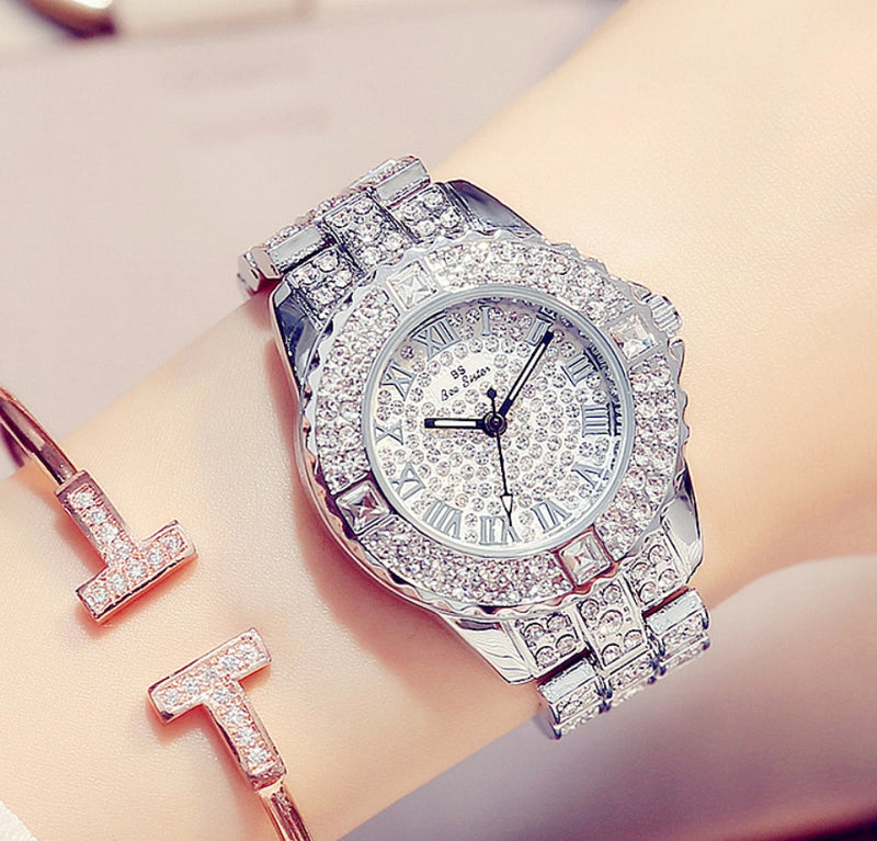 full diamond ladies quartz watch, view 6 - MRSLM