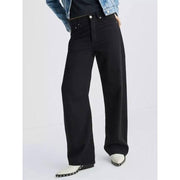womens elegant black straight jeans, view 4 - MRSLM
