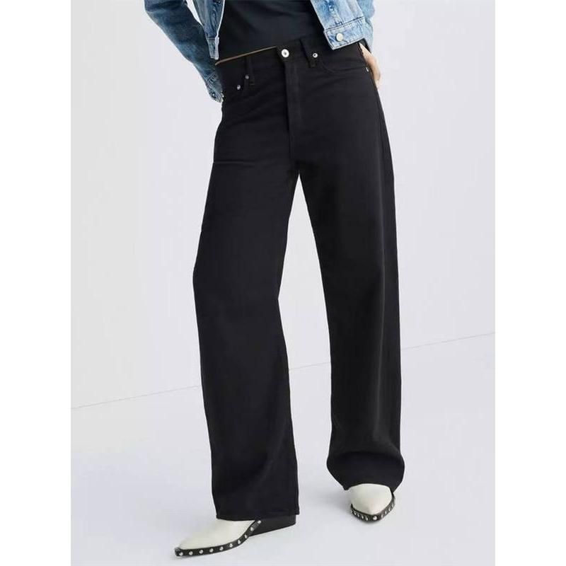 womens elegant black straight jeans, view 4 - MRSLM