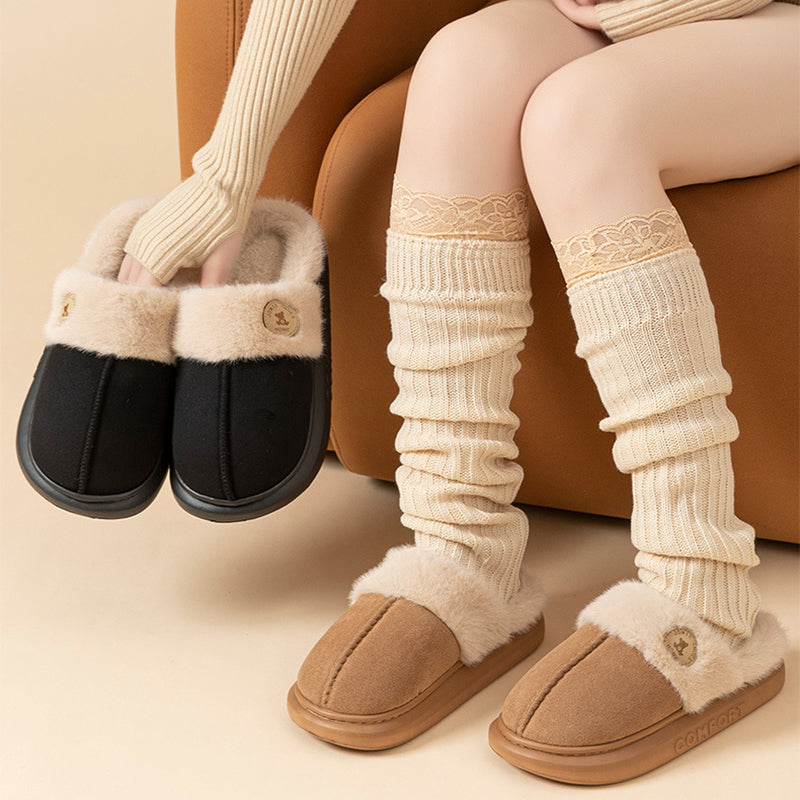 Unisex Plush Thick-Sole House Slippers