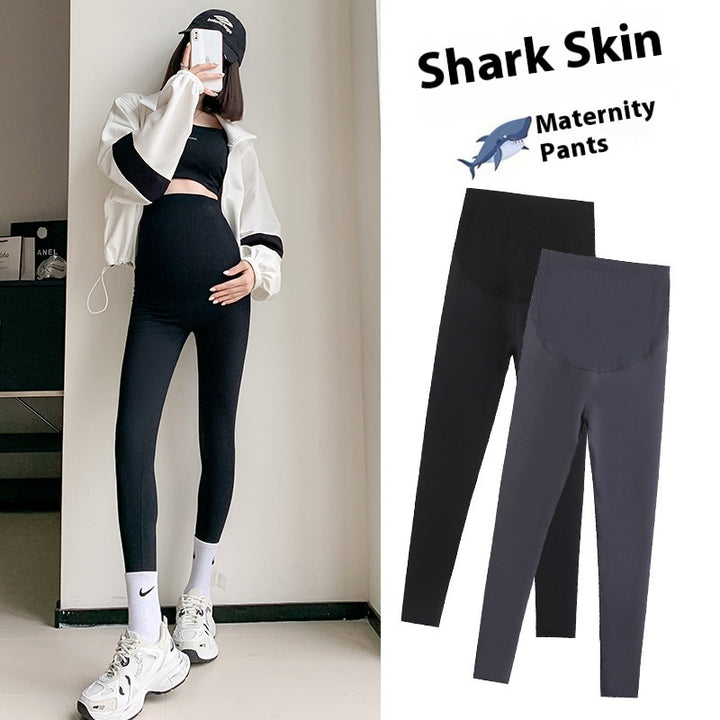Pregnant Women's Honeycomb Stretch Belly Support Shark Skin Leggings