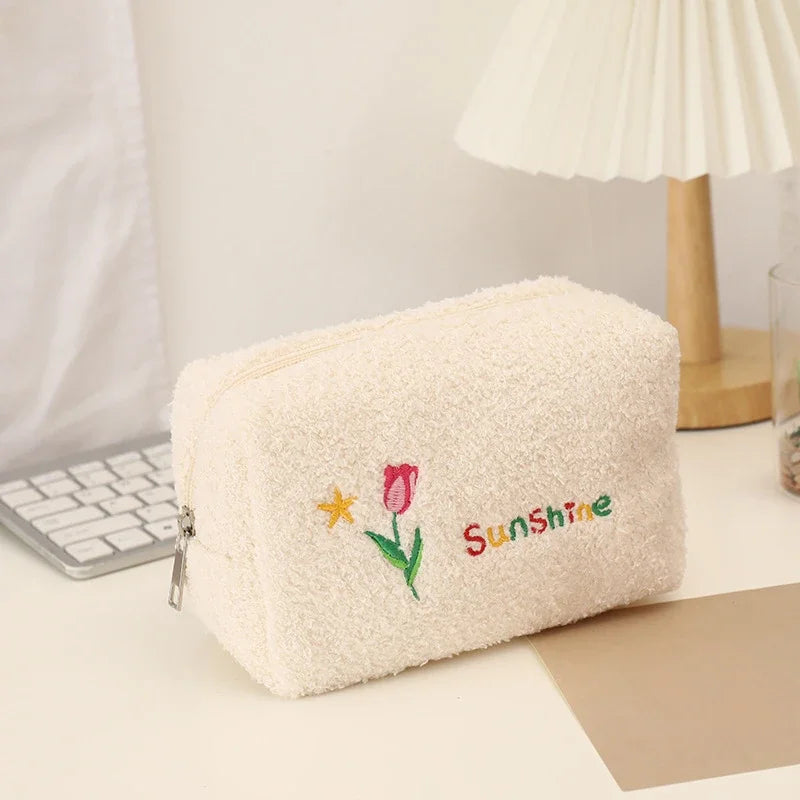 cute embroidered flowers cosmetic bag, view 2 - MRSLM