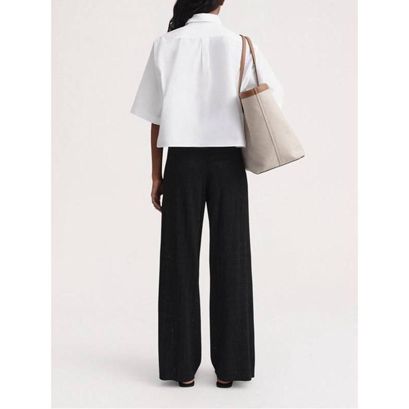 high-waist hollow-out knit trousers, view 3 - MRSLM