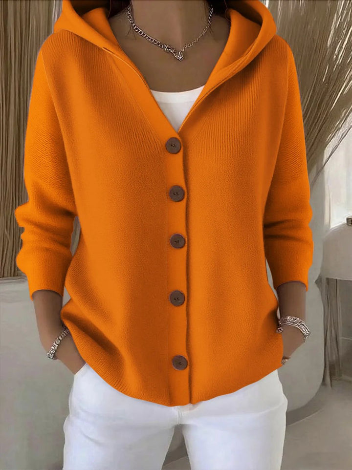 Ins Button Hooded Sweater Fashion Autumn And Winter Knitted Cardigan Casual Commuter Long Sleeve Top Women's Clothing
