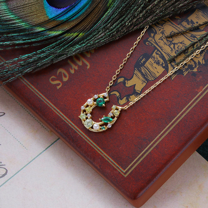 Women's Lucky Horseshoe Zircon Necklace