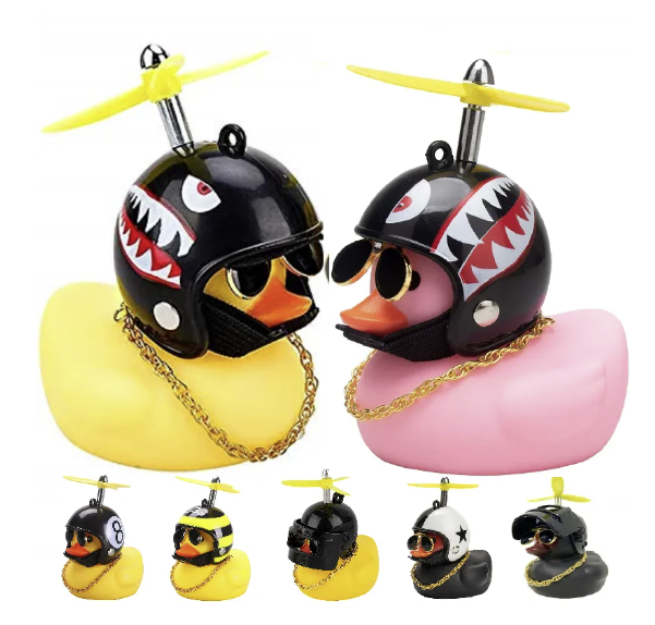 Cheerful Yellow Duck Car & Bike Ornament with Helmet and Accessories